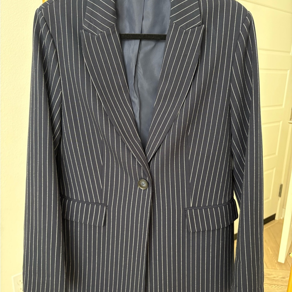 & Other Stories Navy Pinstripe Blazer